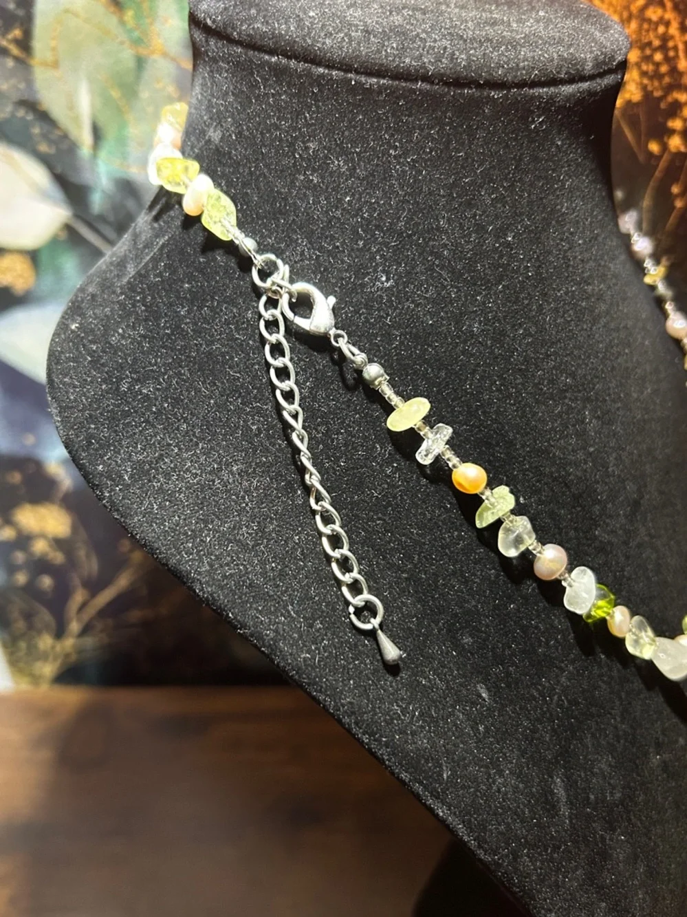 Peridot and Pearl Beaded Necklace — Green & Pearl Accents